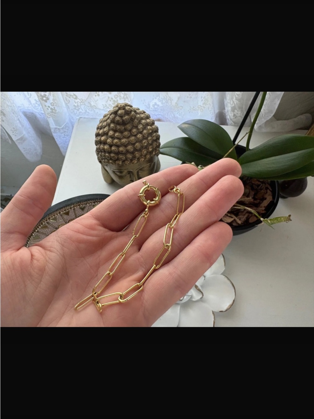 Gold Paperclip Link Bracelet with Toggle Clasp - Women's Jewelry